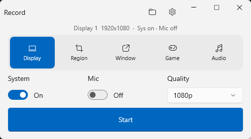 Luma display capture mode